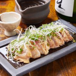 Asahitori chicken condiment rich tataki with ponzu sauce