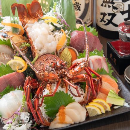 【ゆったり3H】 蘭コース/飲放題/牡蠣＆刺身5点・ タラバ・海老or牛タンしゃぶ 全9品　8,000円