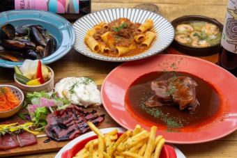 【5000円（税込）】アンガス牛カルビステーキと牛ハラミタリアータのコース★飲放90分飲付