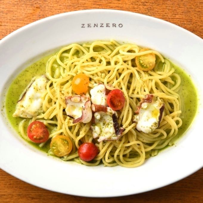 愛知県産 真ダコとカラフルミニトマトのバジルソース 生スパゲティ