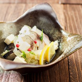 Marinated mackerel and pickled ginger