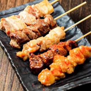 Assortment of 5 kinds of grilled skewers