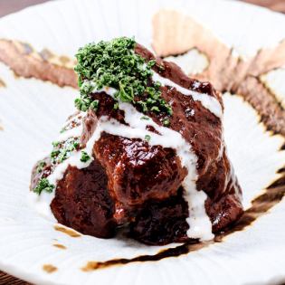 Tender beef cheek stewed in red wine