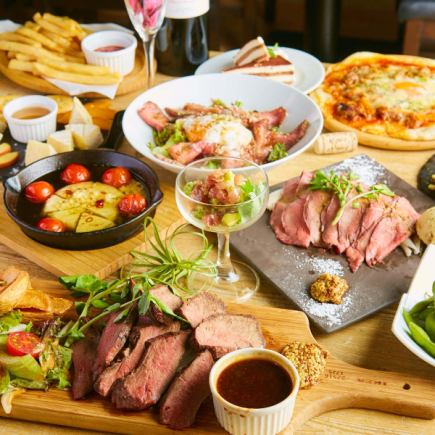 3-hour all-you-can-drink included ◆ 4,000 yen <Herbal-scented grilled chicken & A5 grade Japanese black beef sushi course> 8 carefully selected dishes