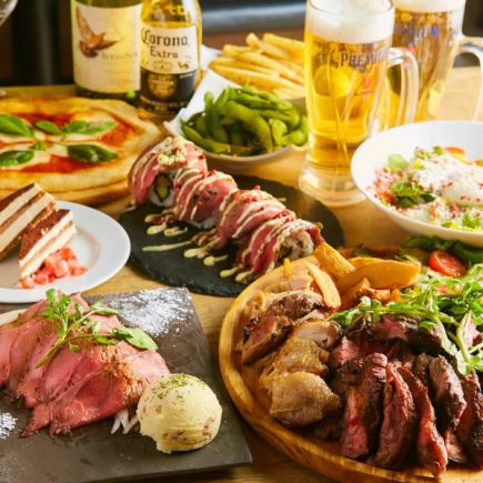 3 hours of all-you-can-drink included ◆ 5,000 yen <Thick-cut roast beef tongue & A5 Kuroge Wagyu beef sushi course> A total of 8 dishes from Amore's gems