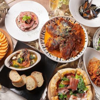 【ボリューム満点宴会プラン】リブロースステーキ＆デザート付全8品＋120分[飲放]⇒6600円