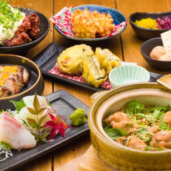 お造りや三元豚、土鍋ご飯が付いたコース4,500円(税込)