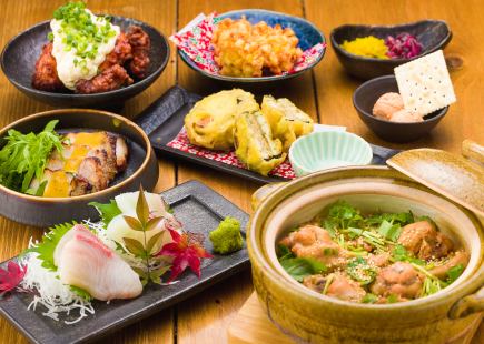 お造りや三元豚、土鍋ご飯が付いたコース4,500円(税込)