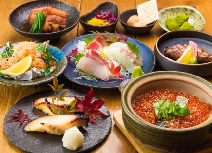 본 참치와 무슈 와규, 니시쿄구이와 볶음밥이 있는 코스 6,500엔(부가세 포함)