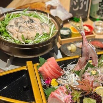 【今宵の特選コース】牡蠣＆海鮮しゃぶしゃぶ 5980円(税込)★飲み放題別途2178円(税込)で追加可