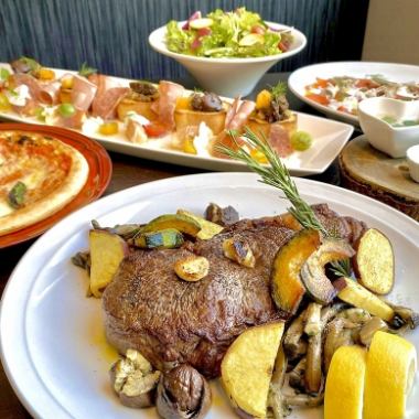 Hearty! Nagano Prefecture beef "1 pound steak dinner course" 13 dishes, 6 types, 2 hours all-you-can-drink 7,500 → 7,000 yen (tax included)