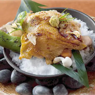 Grilled Awaji chicken with rock salt