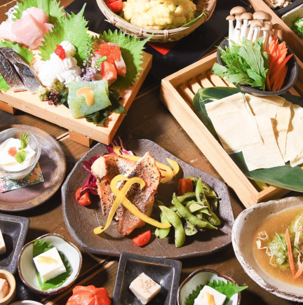 【夏】美肌豆乳2色湯葉しゃぶしゃぶ【夏の慶コース】4,000円★クーポン利用で飲み放題付6,000円