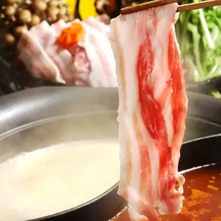 9月開始 三田ポーク＆もち豚のべっぴん美肌豆乳2色しゃぶしゃぶ【秋の幸-さち-コース】3,500円