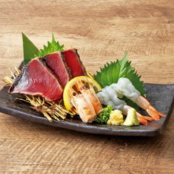 カツオと白姫えびの刺身