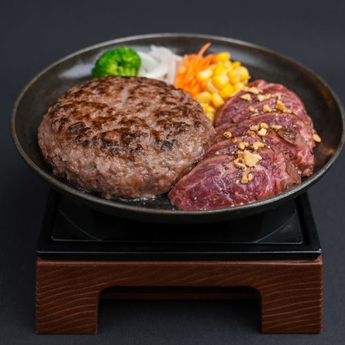とろけるハンバーグ。と熟成ハラミステーキのコンボ
