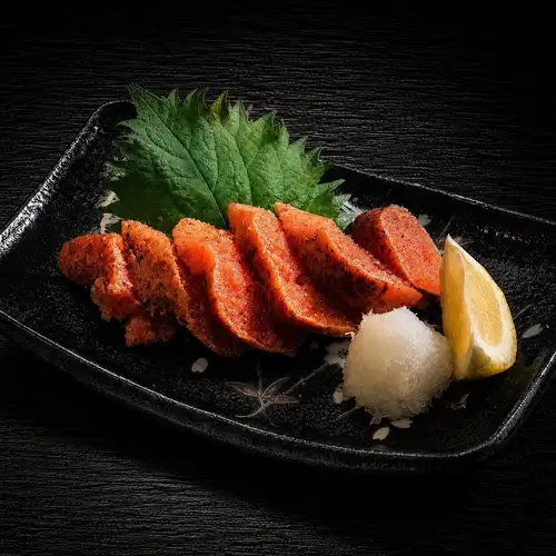 Broiled marinated cod roe
