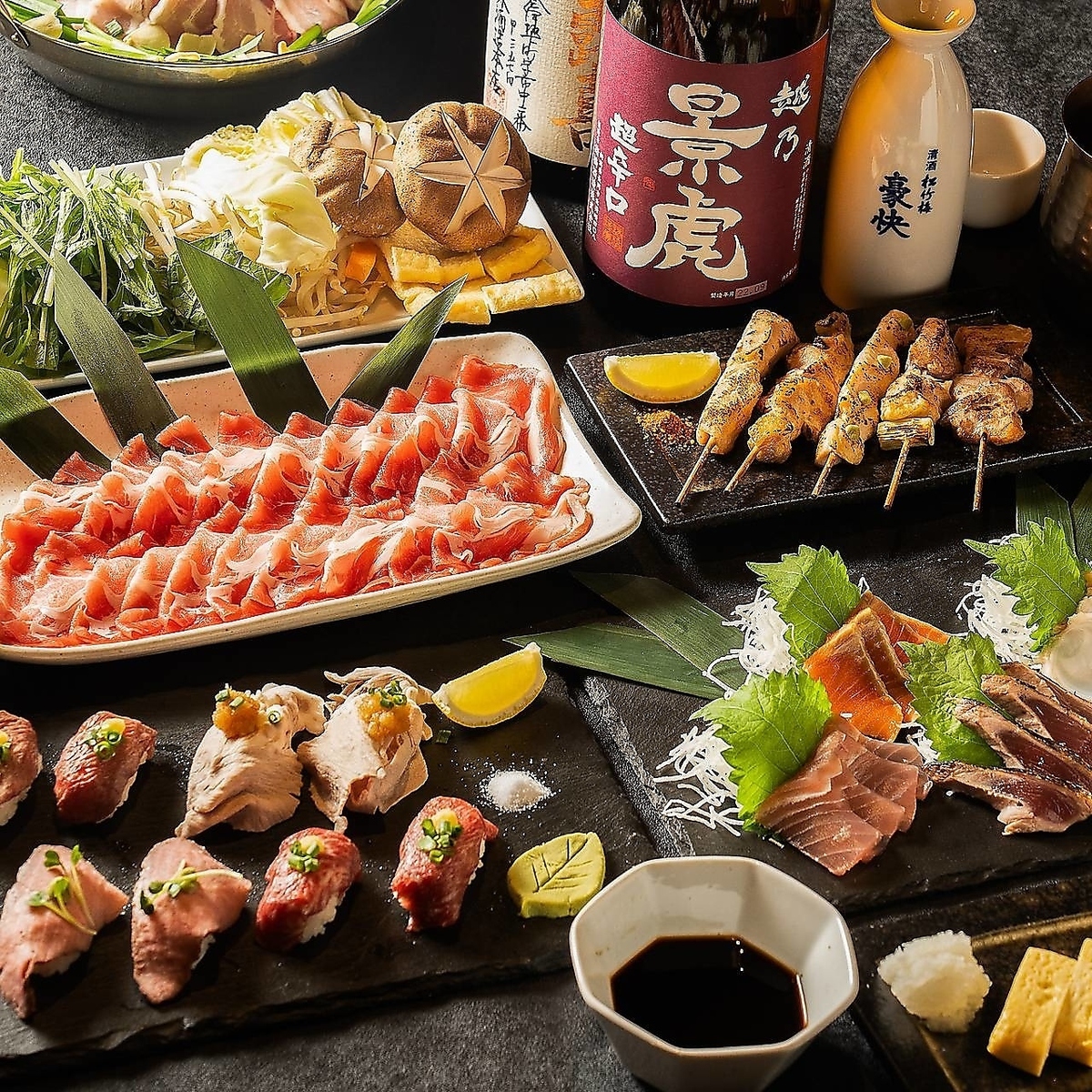 We offer all-you-can-drink courses featuring yakitori, seafood, and robatayaki (grilled food).
