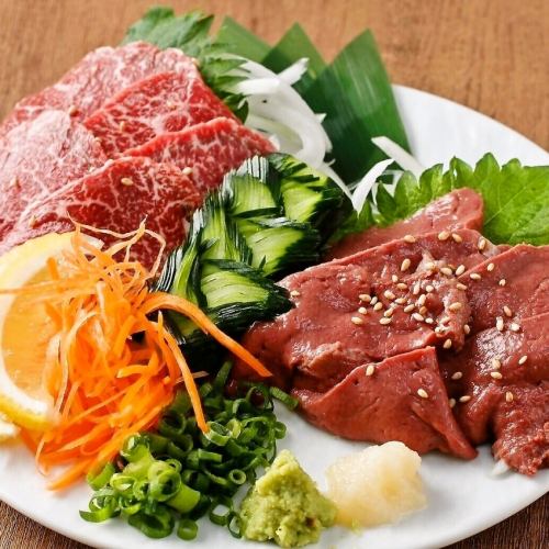 Assortment of lean fish and liver sashimi