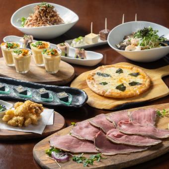 【4,500日元套餐】包含烤牛里脊等9道菜品的人气标准套餐。附2.5小时无限畅饮。