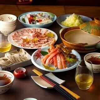 【席料・お通し等なし】3H飲み放題★当店最高級!蟹しゃぶや刺身を楽しむ計8品最高級コース7000円