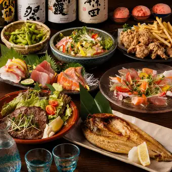 【夏季★桂コース】3H飲み放題付!旬の鮮魚2種盛り・炭火焼き鳥2種等〈全8品〉4,500円→3,500円