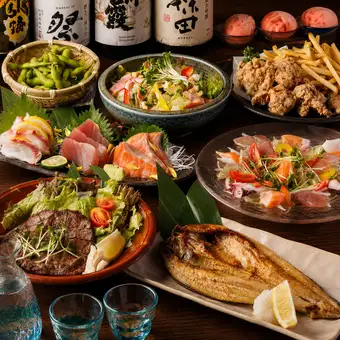 【夏季★桂コース】3H飲み放題付！旬の鮮魚2種盛り・炭火焼き鳥2種等〈全8品〉4,500円→3,500円