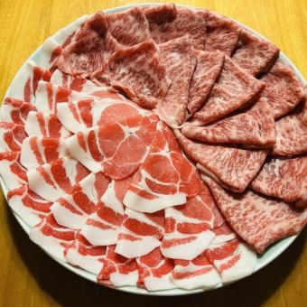 鹿兒島縣黑毛和牛及黑豚豬肉涮涮鍋套餐 = 11,000日圓