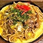 鉄板釜玉うどん焼