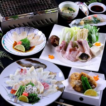 [Private rooms available x individual servings] Fugu sashimi and tataki & grilled fugu & fugu sushi & fugu chawanmushi... "Fugu course" 8,800 yen
