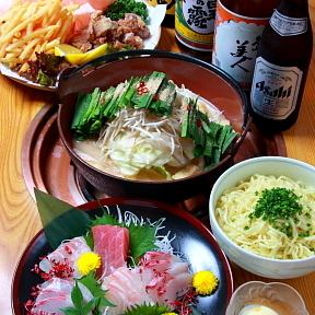 ☆ゴージャスコース☆飲み放題たっぷり１５０分付き♪もつ鍋にお造り一品も沢山ついたコースです