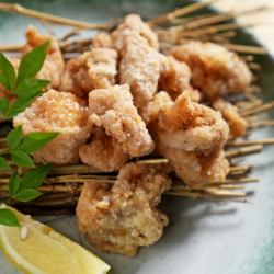 Fried Akamaru hormone (pork) from Bihoro Town Miso Butcher Shop