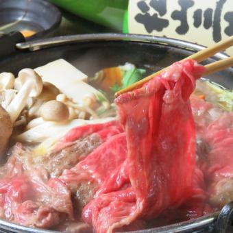 【國產牛肉】・【豬肉】壽喜燒+2小時【無限暢飲】6000日圓→5500日元