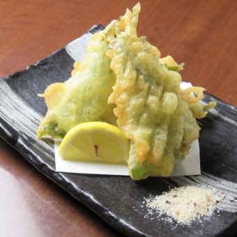Crab paste and shiso leaf wrapped tempura