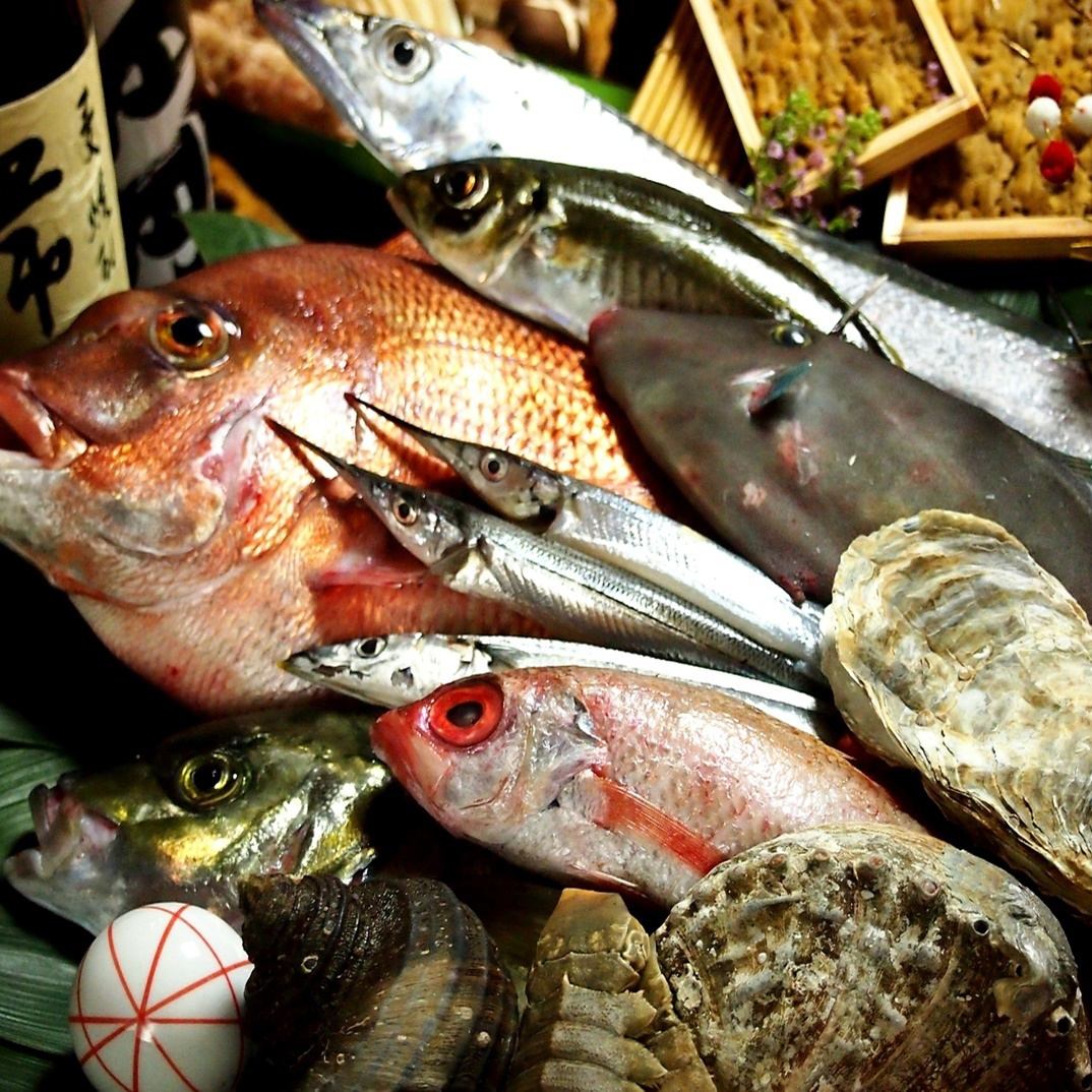请尽情享用当天采购的鱼[生鱼片1,980日元～]。