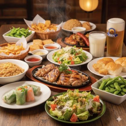 ☆ご宴会に☆【生あり2H飲み放題付!Aコース3800円→クーポンで3300円】グリルチキン等全7品