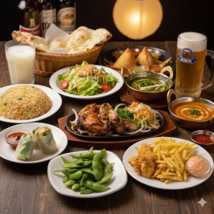 ☆ご宴会に☆【生あり2H飲み放題付!Bコース4500円→クーポンで4000円】チキンチリー等全8品