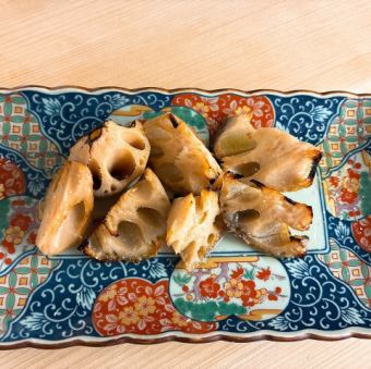 Grilled lotus root in truffle oil