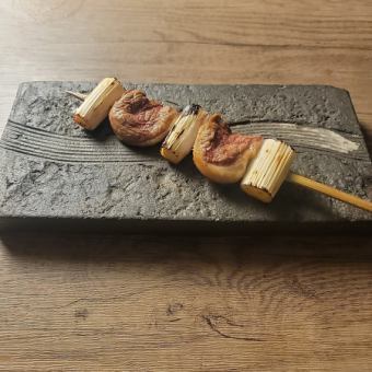 Duck and green onion skewers