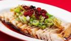 Steamed chicken with green onion oil