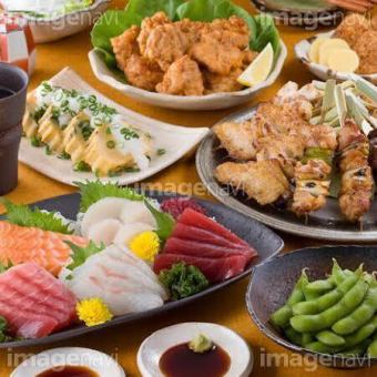 朝〆鮮魚と大山地鶏を贅沢に味わう“おもてなしコース”〈全8品〉 3時間飲み放題付き　5000円