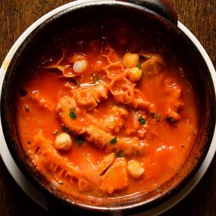 Beef Hachinos, Chorizo, and Chickpeas Stewed in Tomato ~Gajos~