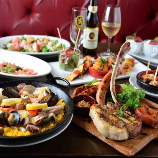 【歓迎会に】飲み放題付！大鍋パエリアとグリルステーキの豪快プラン6,000円