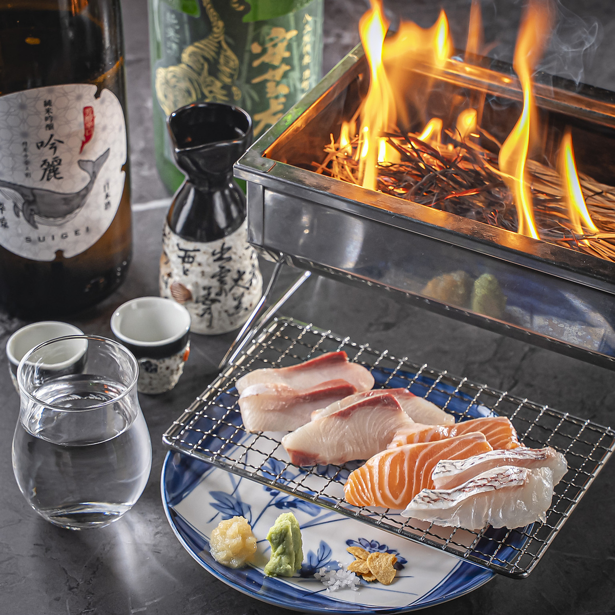 高知県直送の新鮮な海鮮など様々な炙り焼きや藁焼きが楽しめる◎