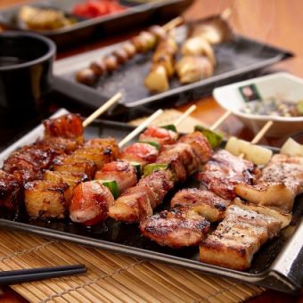 《17時までのご来店限定》『満喫コース』国産つくね蒲焼含9品 2時間飲み放題付5000円⇒3000円