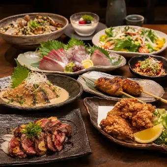 《17時までのご来店限定》『乾杯コース』焼鳥盛り合わせ含8品 2時間飲み放題付 4500円⇒2500 円