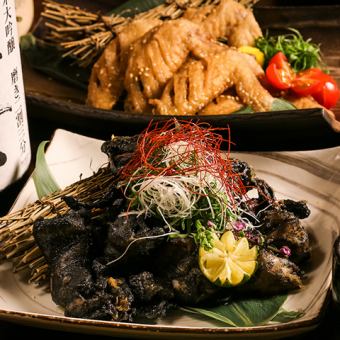 ≪适合各种宴会≫ 炭火烤和清汤荞麦面套餐，共8道菜，附2小时无限畅饮，4,000日元