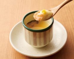 Chilled steamed egg custard with hand-smoked bean paste