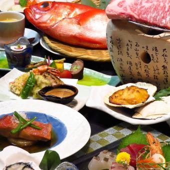 ＜120分飲み放題＞厳選食材！鯛の姿造り・刺盛&牛ステーキ付!120分[飲放]+10品6000円（税込）