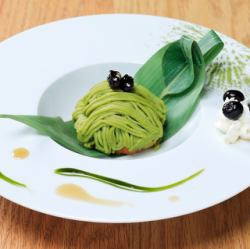 Matcha Mont Blanc with Yuzu Flavor